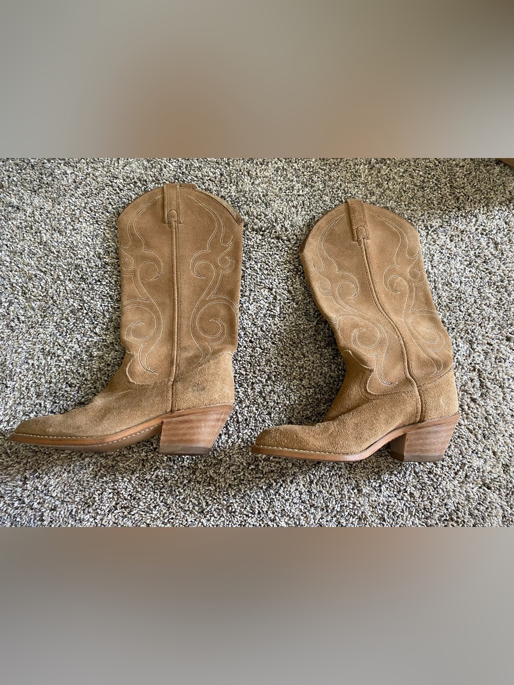 ACME Suede Lace-Up Western Boots - Tan Brown